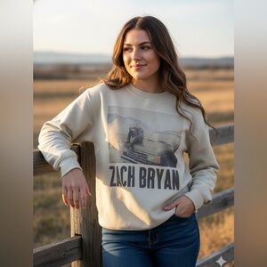 Zach Bryan Concert Cream Crew Neck Sweater